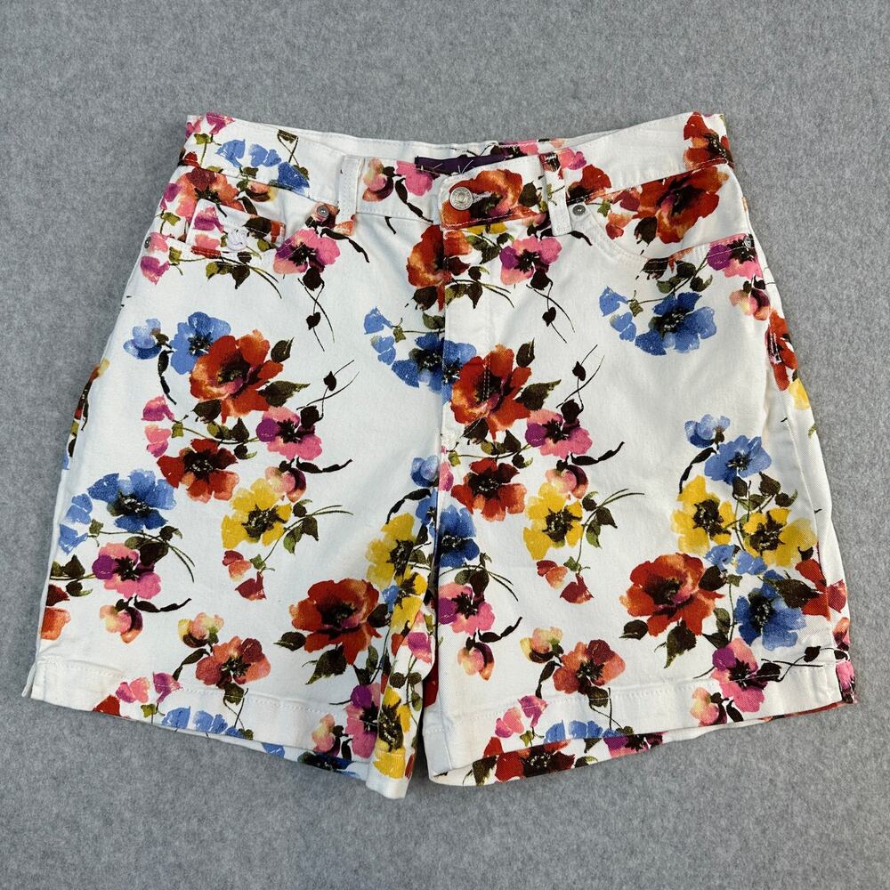 Gloria Vanderbilt Amanda Shorts WMNS Size 14 White Multicolor Floral Cottagecore